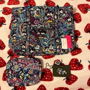 Limited Edition Mickey Mouse Vera Bradley Tote Bag Bundle paisley print